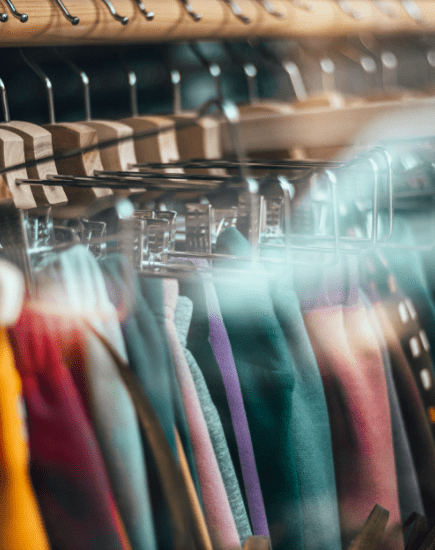 rek met kleding