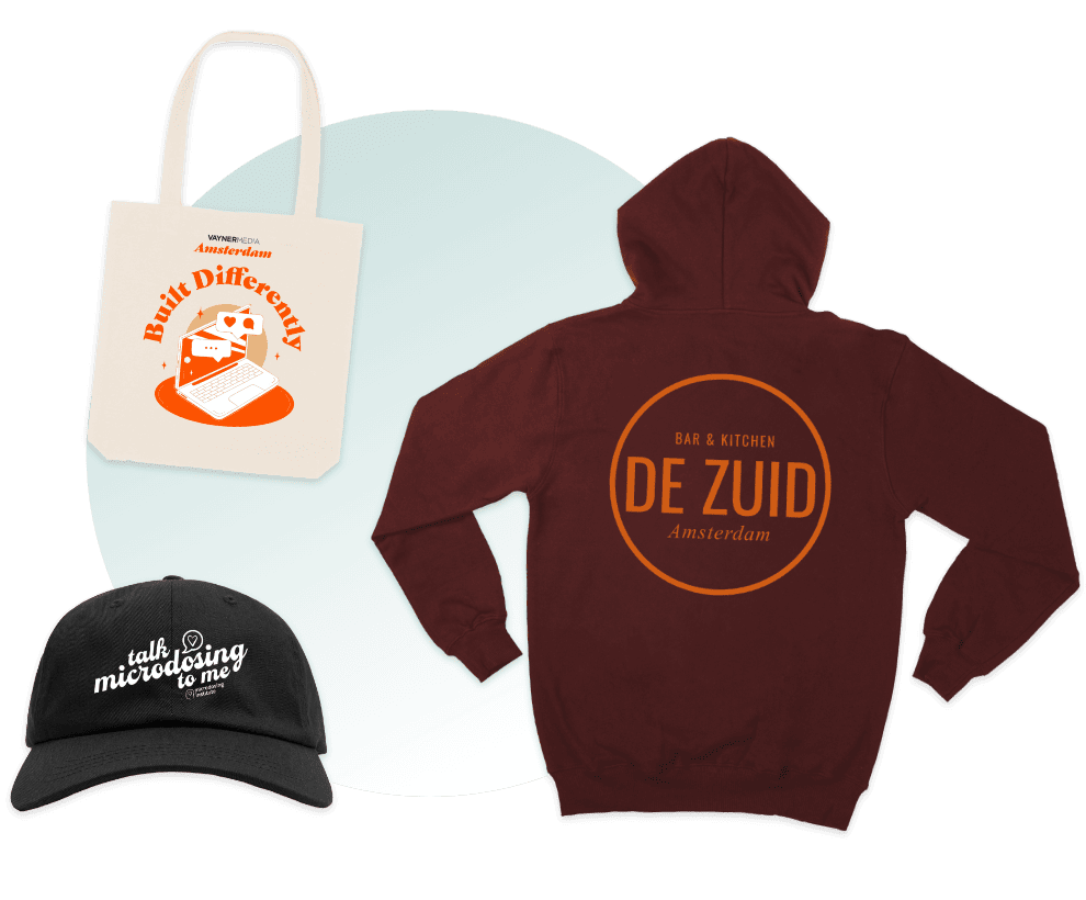 pet, tas en trui bedrukt in Amsterdam